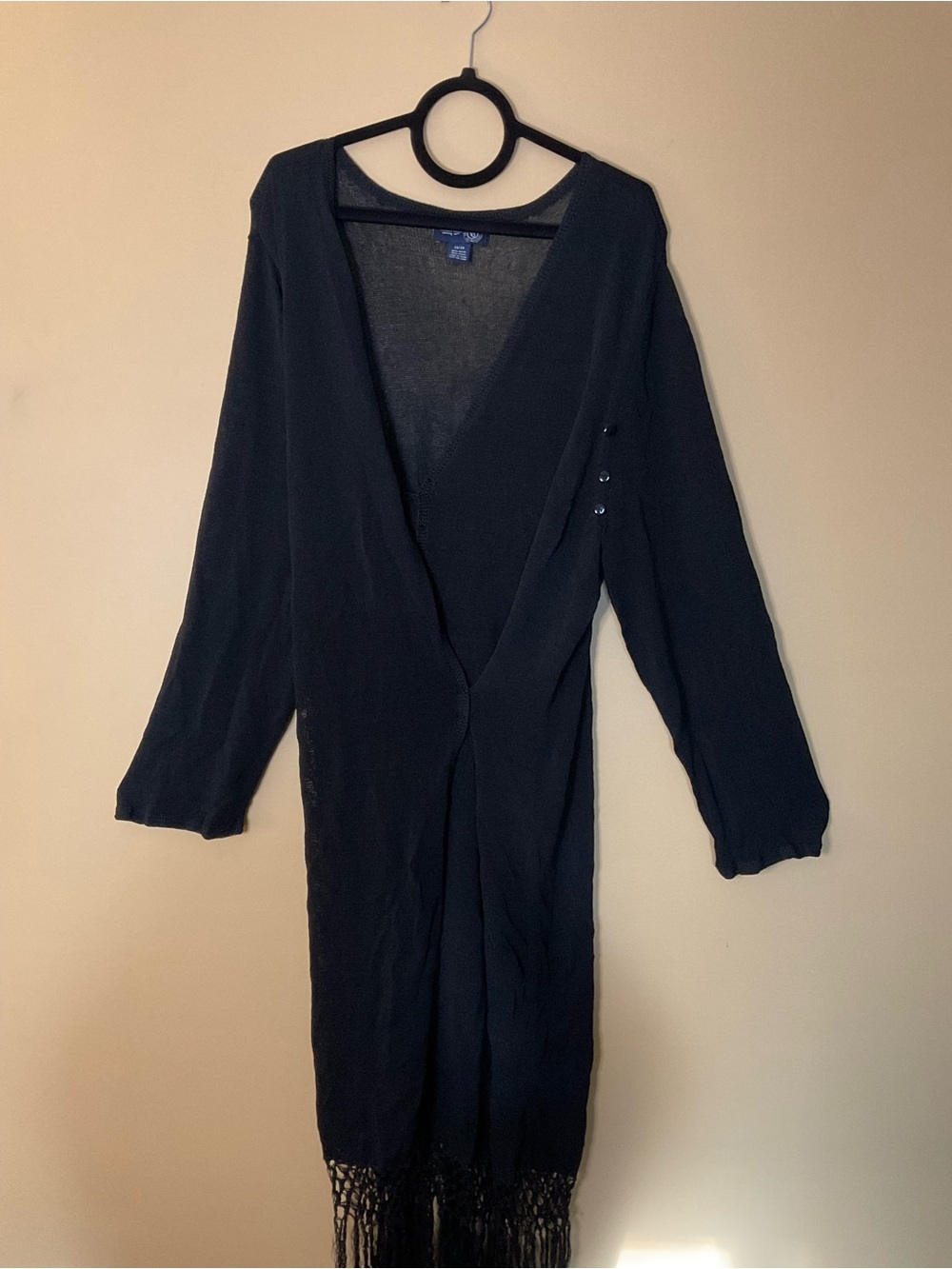 Venezia Jeans Long Black Knit Dress with Button Detail